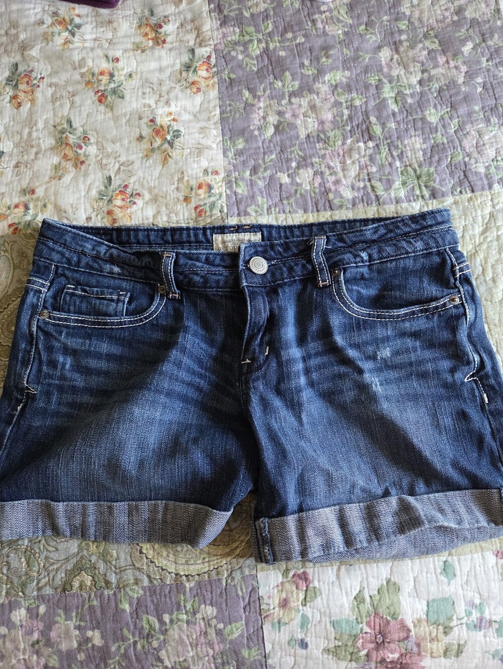 Aeropostale Dark Wash Denim Roll Cuff Shorts